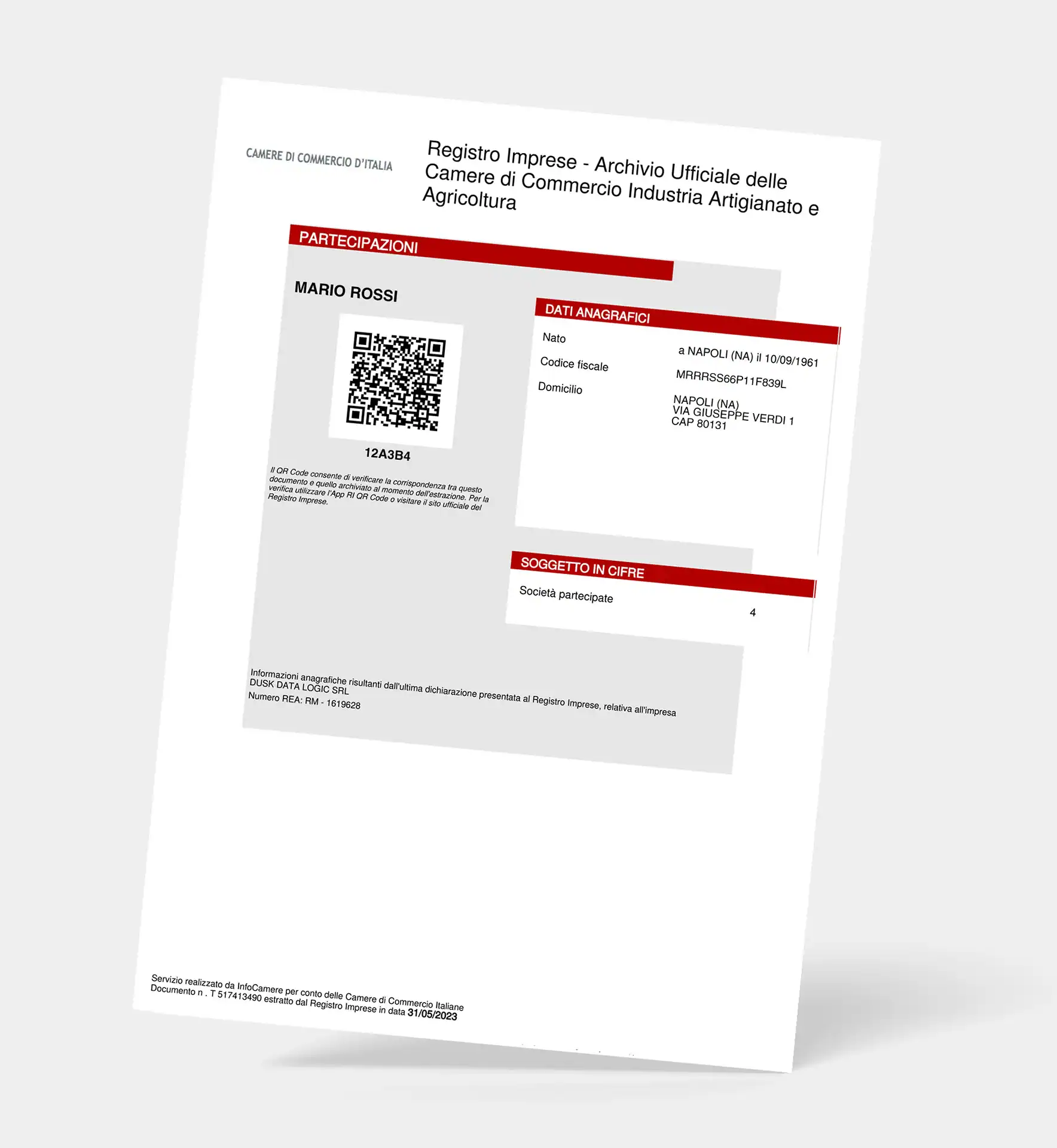 Visura Partecipazioni in altre Società