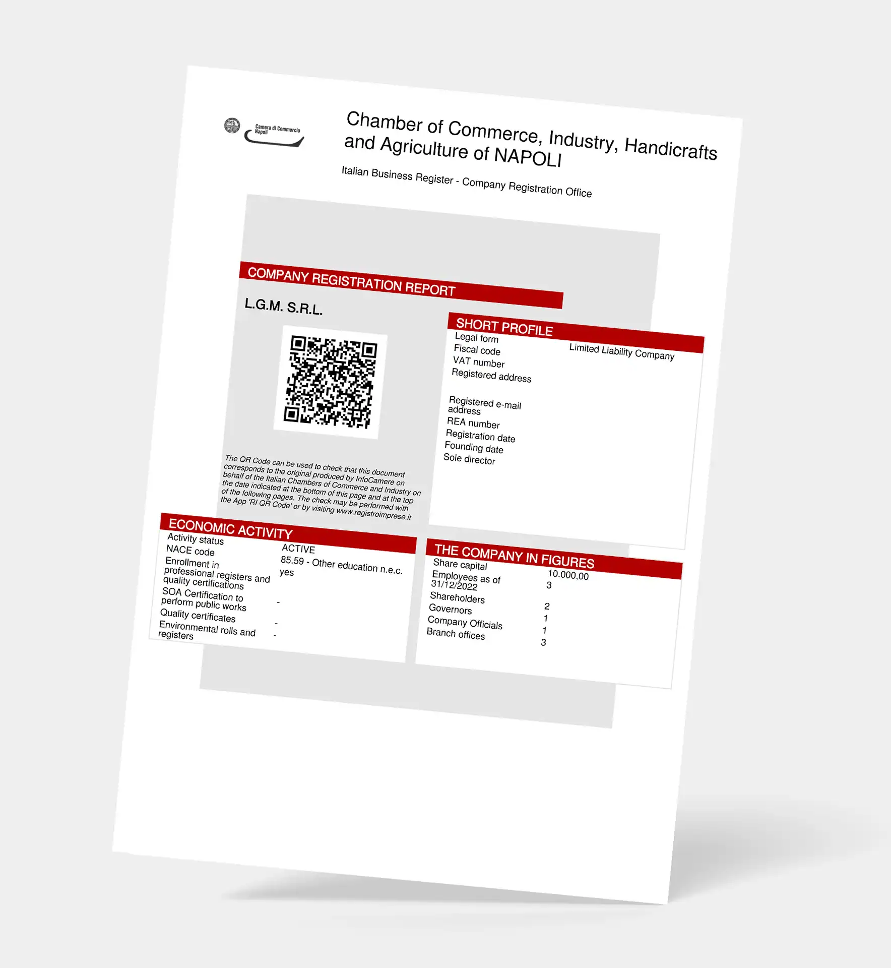 Visura in Inglese Individuali e altre forme